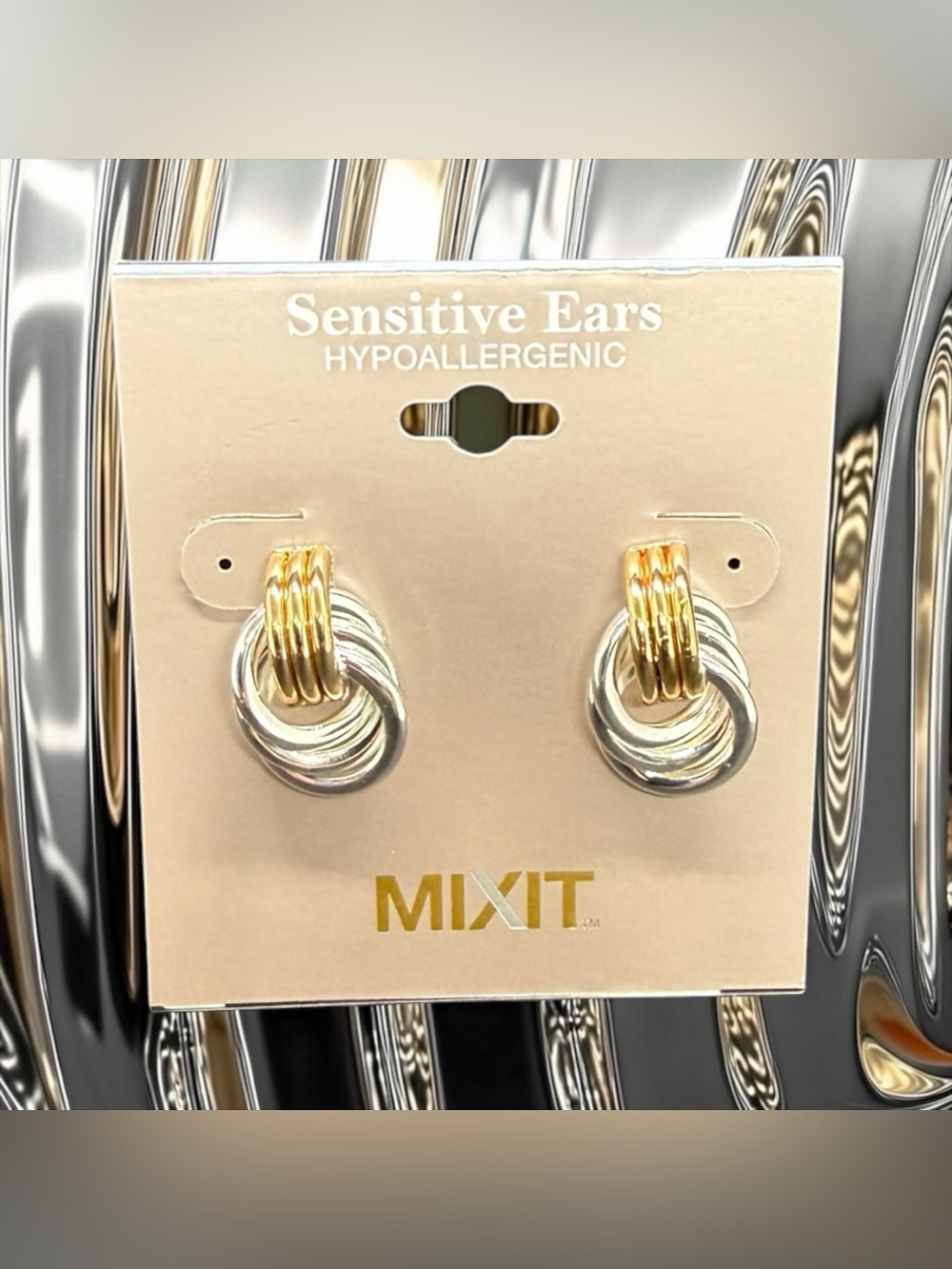 💛🩶MIXIT💛🩶Two-Tone Gold & Silver Interlocking Knot Earrings/NWT